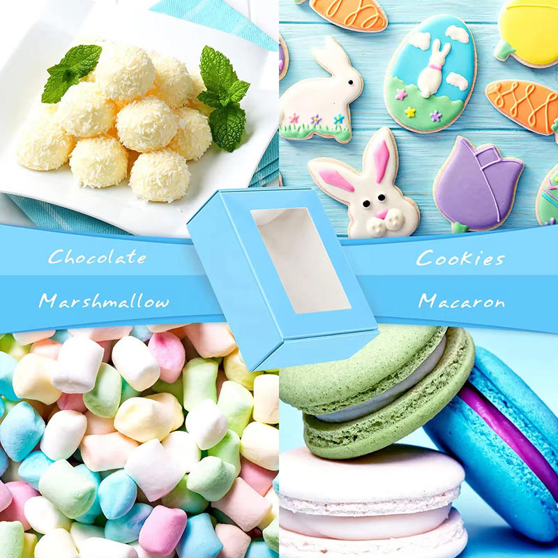 Best Choice Reliable Durable Present Packaging Candy Cookie Blue Mini Kraft Customized Paper Cake Box With Window