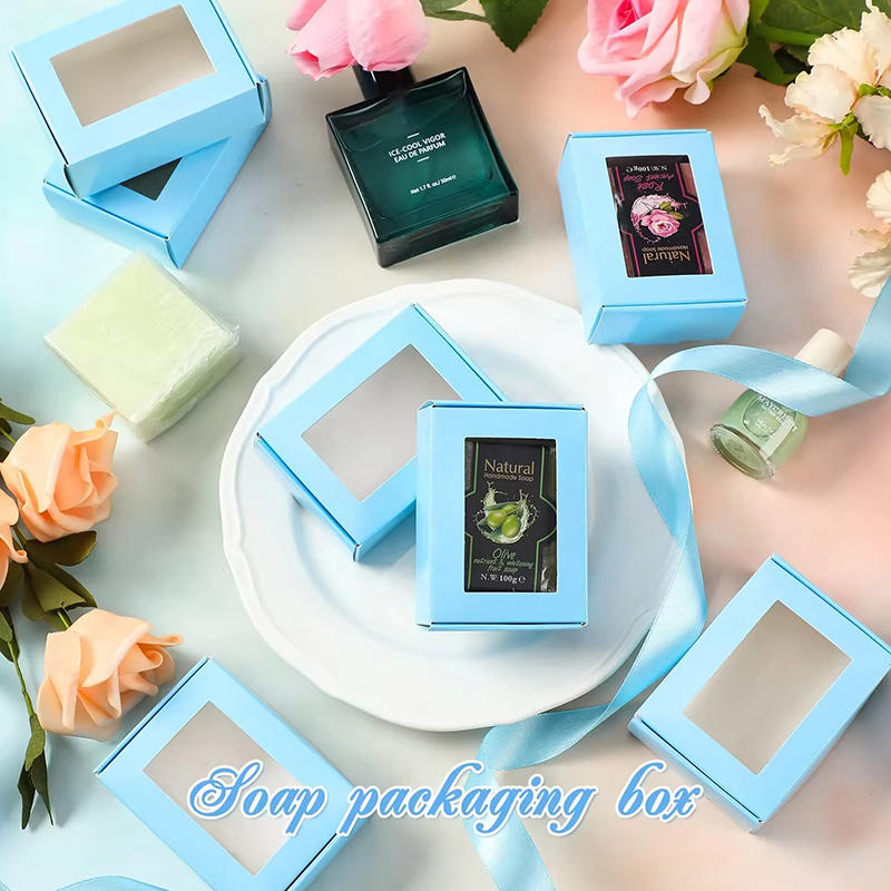Best Choice Reliable Durable Present Packaging Candy Cookie Blue Mini Kraft Customized Paper Cake Box With Window