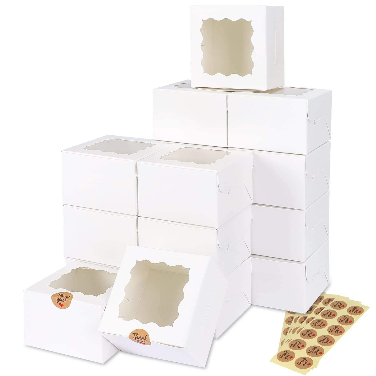 Transparent Food Grade Bakery Packaging White Cake Box with Window