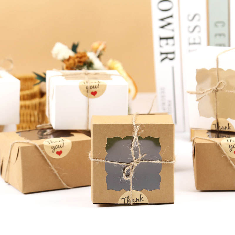 Transparent Food Grade Bakery Packaging White Cake Box with Window