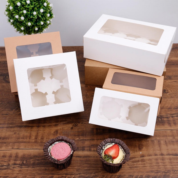 Manufacturer Wholesales Low MOQ Birthday Wedding Party Cupcake Boxes with Clear Window