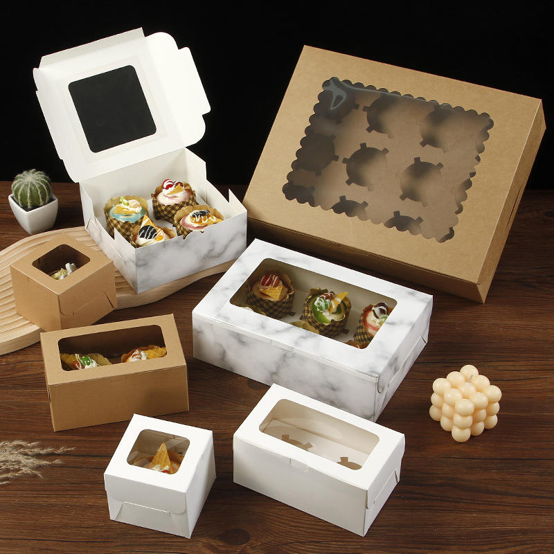 Manufacturer Wholesales Low MOQ Birthday Wedding Party Cupcake Boxes with Clear Window