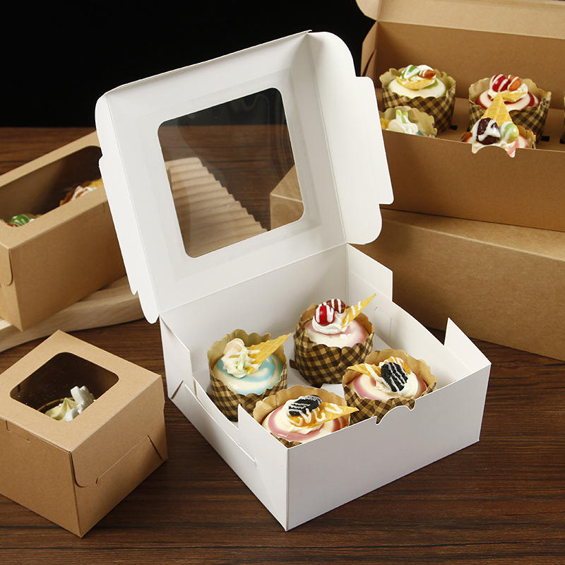 Manufacturer Wholesales Low MOQ Birthday Wedding Party Cupcake Boxes with Clear Window