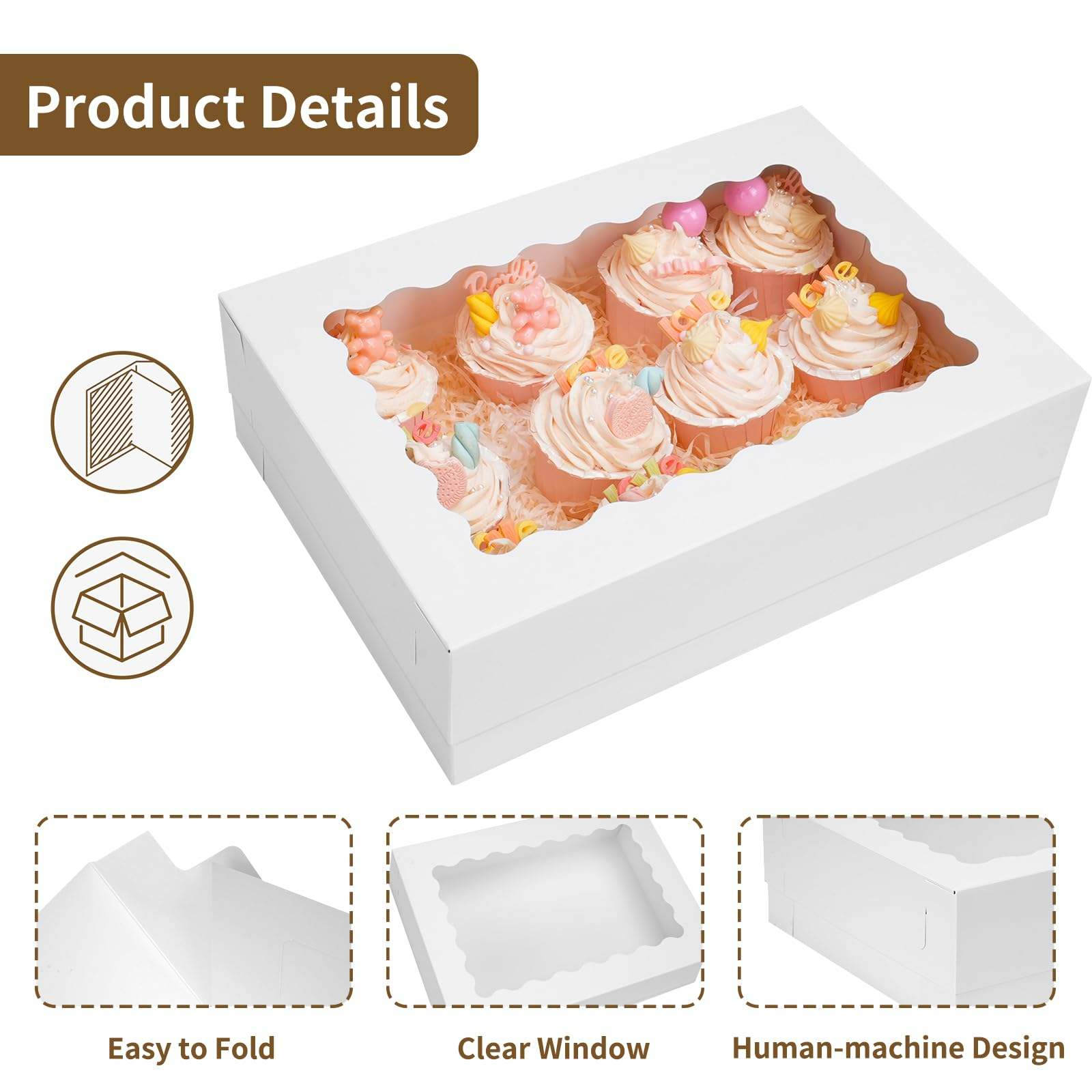 Wholesale Design Recyclable Bakery Pastry Dessert Display Food Grade Cake Box with Window