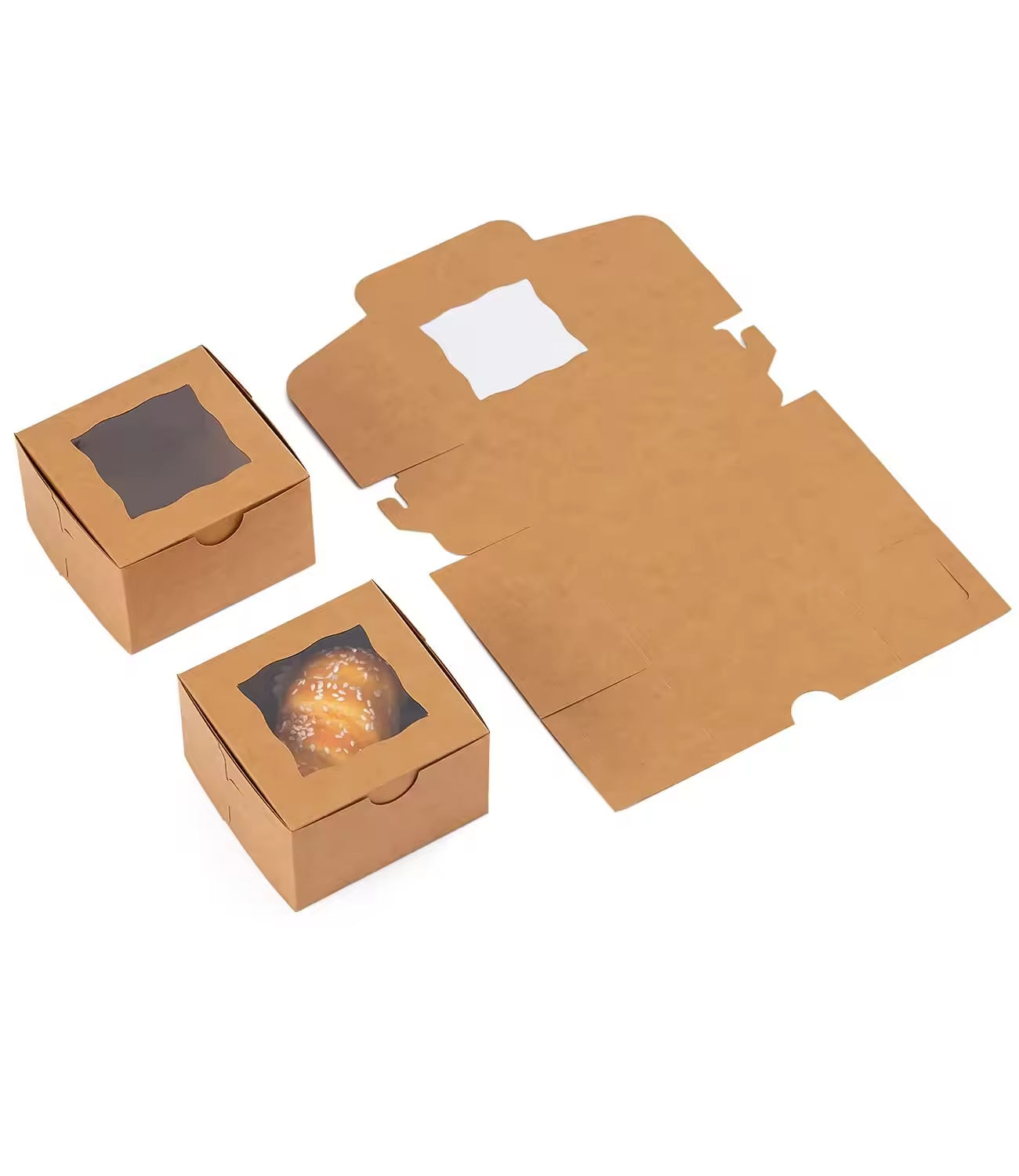 Birthday clear Cardboard Cheap Wholesale Portable Gift White 4 Hole Cake Box with Window