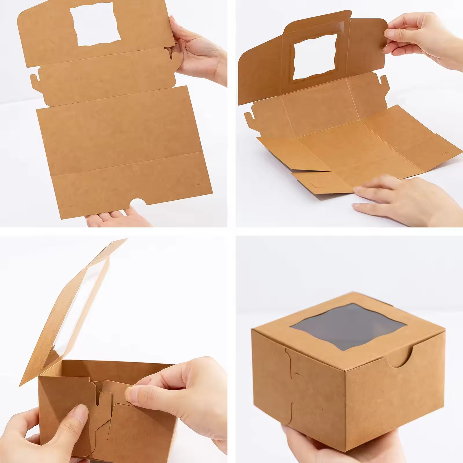 Birthday clear Cardboard Cheap Wholesale Portable Gift White 4 Hole Cake Box with Window