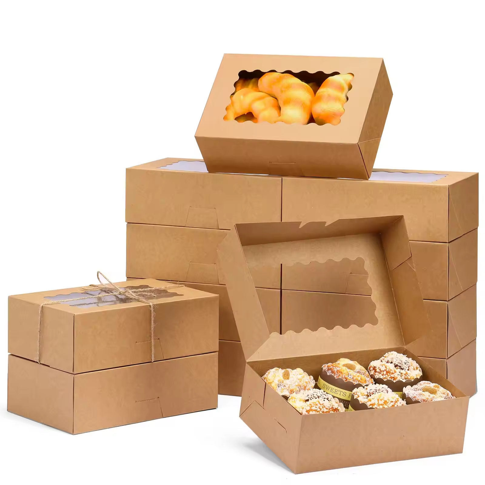 Ivory Board Paper Wedding Food Packaging 2/4/6/9 Dividers Foldable UV Printed Cake Box