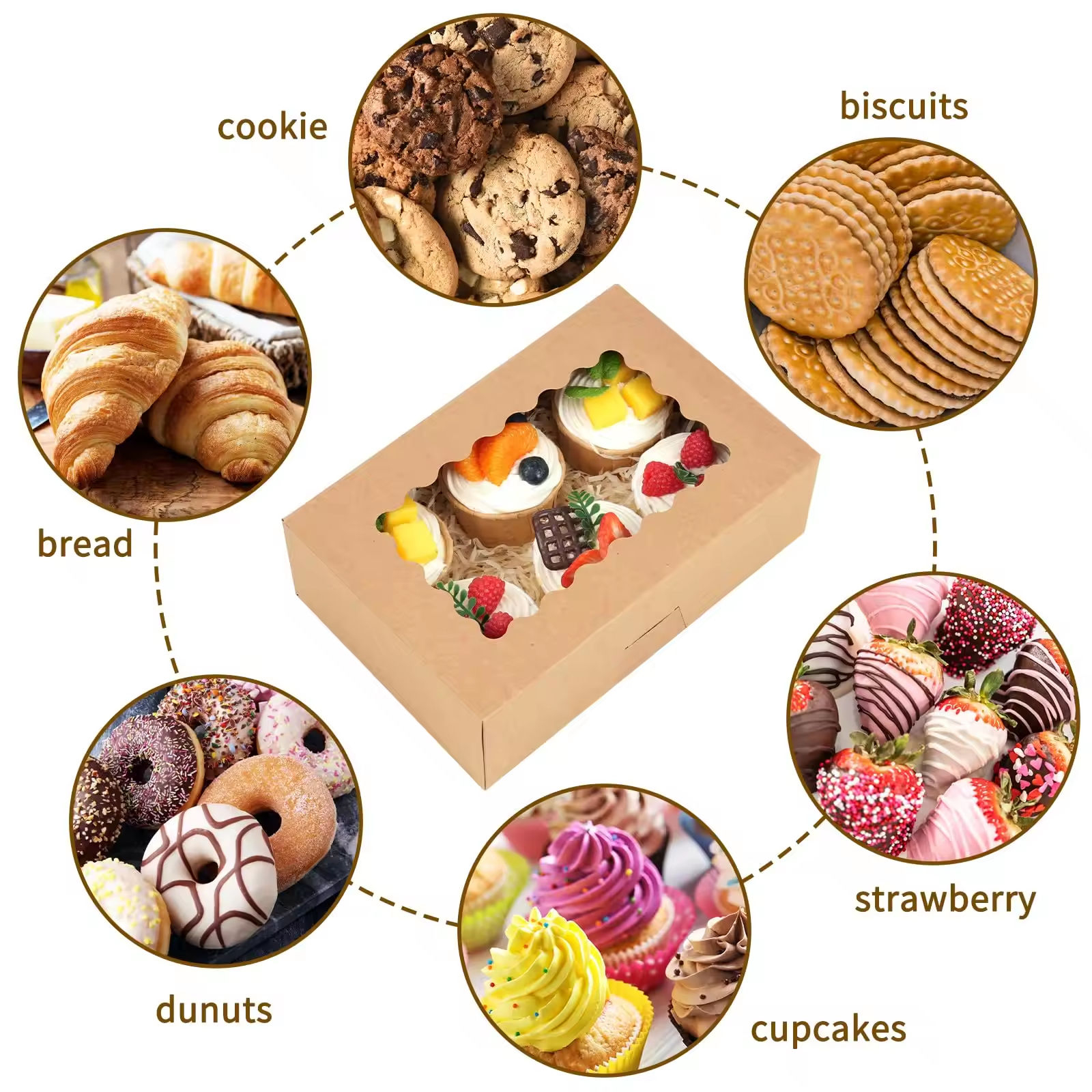 Ivory Board Paper Wedding Food Packaging 2/4/6/9 Dividers Foldable UV Printed Cake Box