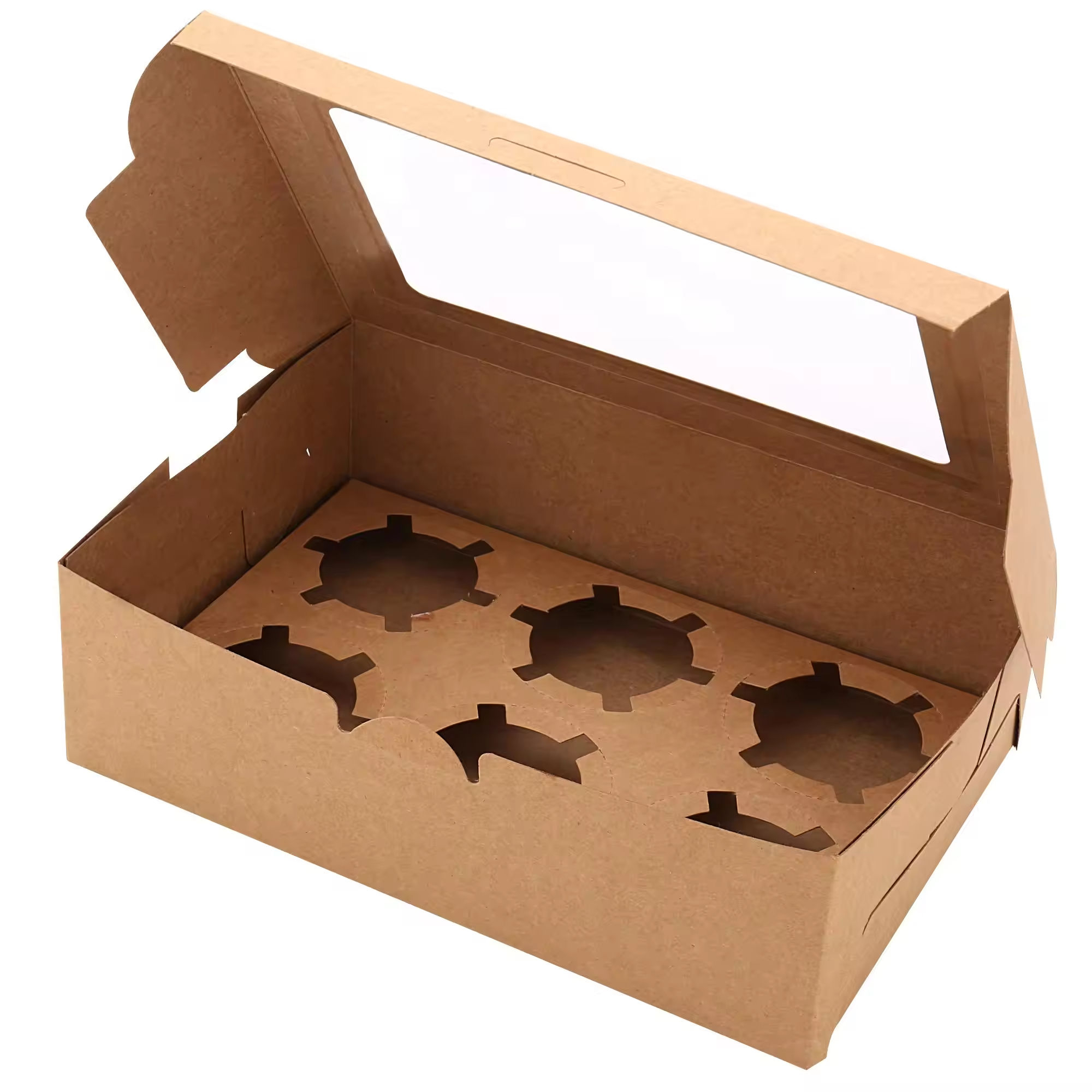 Catering Boxes Tab Lock Baked Goods Boxes -Window Lids Easy Assembly Kraft Paper Window Pastry Boxes for Charcuterie or Cupcakes