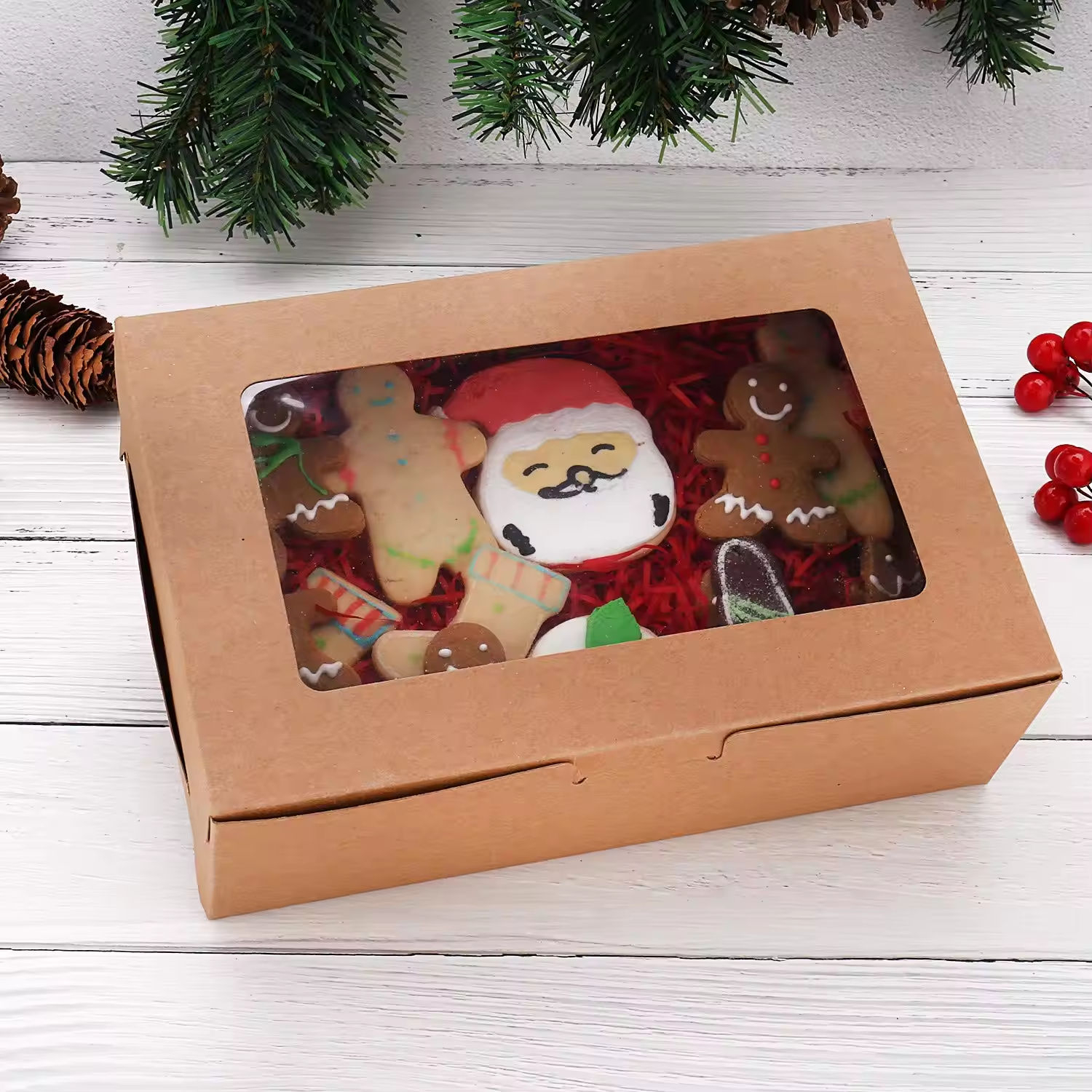 Catering Boxes Tab Lock Baked Goods Boxes -Window Lids Easy Assembly Kraft Paper Window Pastry Boxes for Charcuterie or Cupcakes
