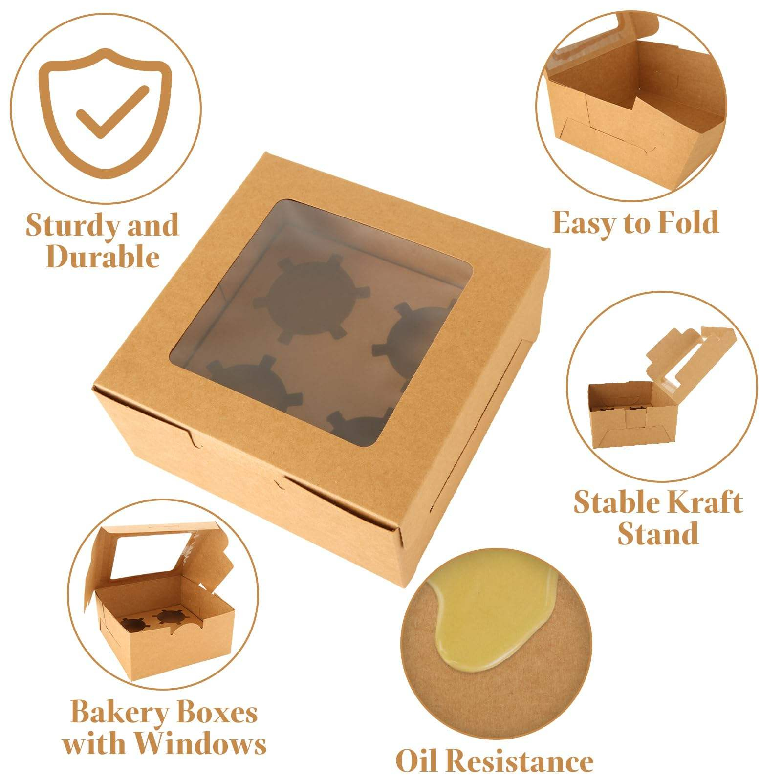 Double Sided Kraft Cake Boxes with Liner Unique Design and Custom Logo for Food Dessert Storage Solution