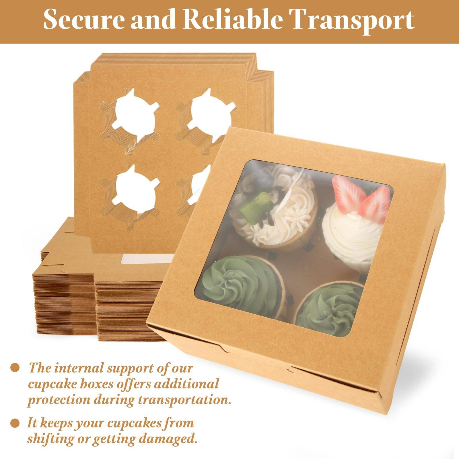 Double Sided Kraft Cake Boxes with Liner Unique Design and Custom Logo for Food Dessert Storage Solution
