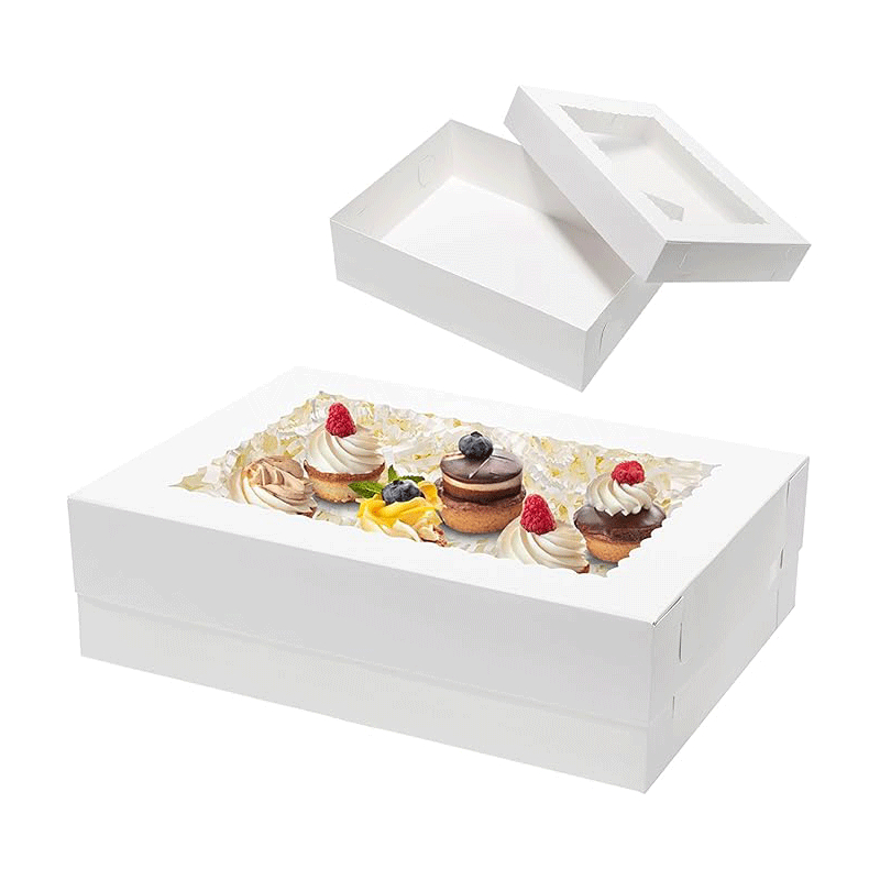 Colorful White Mini Cake Boxes Window Kraft Cardboard for Cupcakes Pastries for Cookies Donuts Macaroon Storage Recycled Materia-副本