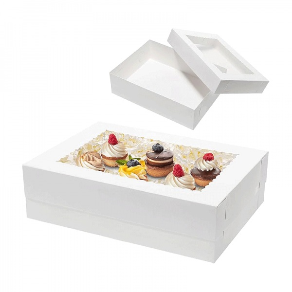 Colorful White Mini Cake Boxes Window Kraft Cardboard for Cupcakes Pastries for Cookies Donuts Macaroon Storage Recycled Materia-副本