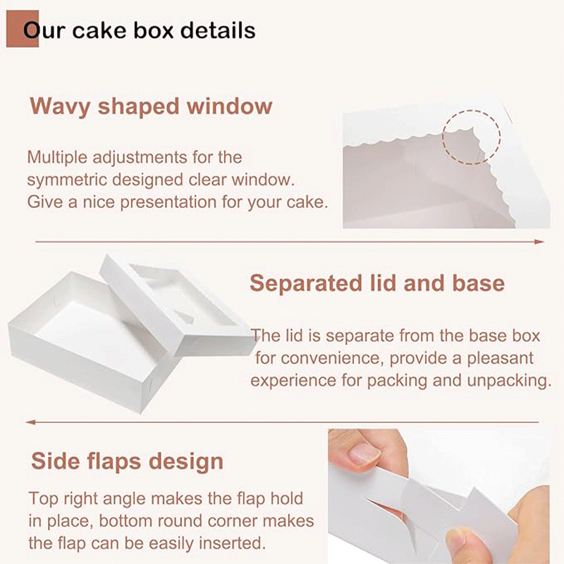 Colorful White Mini Cake Boxes Window Kraft Cardboard for Cupcakes Pastries for Cookies Donuts Macaroon Storage Recycled Materia-副本
