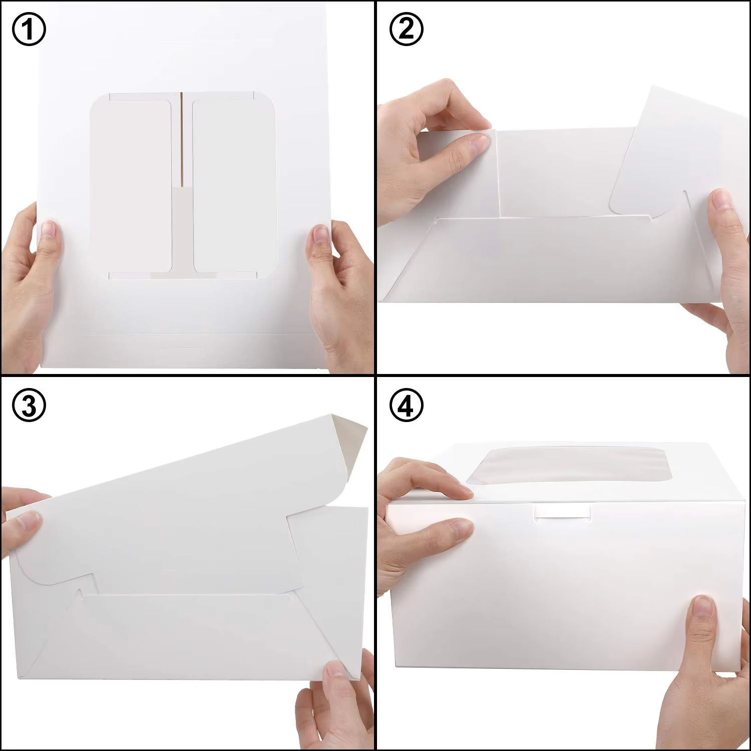 Recycled White Square Cake Box with Window for Industrial Food Use-Rigid Cardboard Packaging
