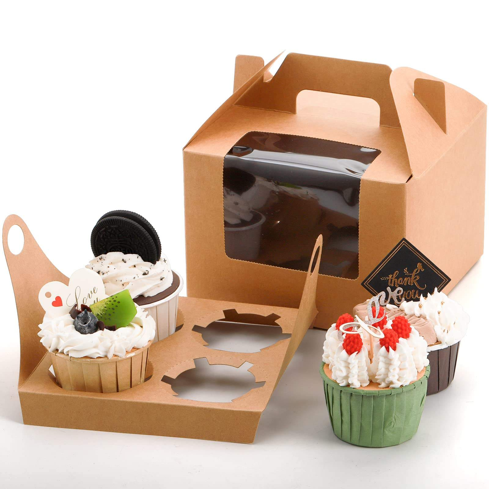 Eco-friendly Brown Kraft Paper Gift Box for Bakery Items Glossy Laminated Cardboard Packaging with Custom Logo for Food Items