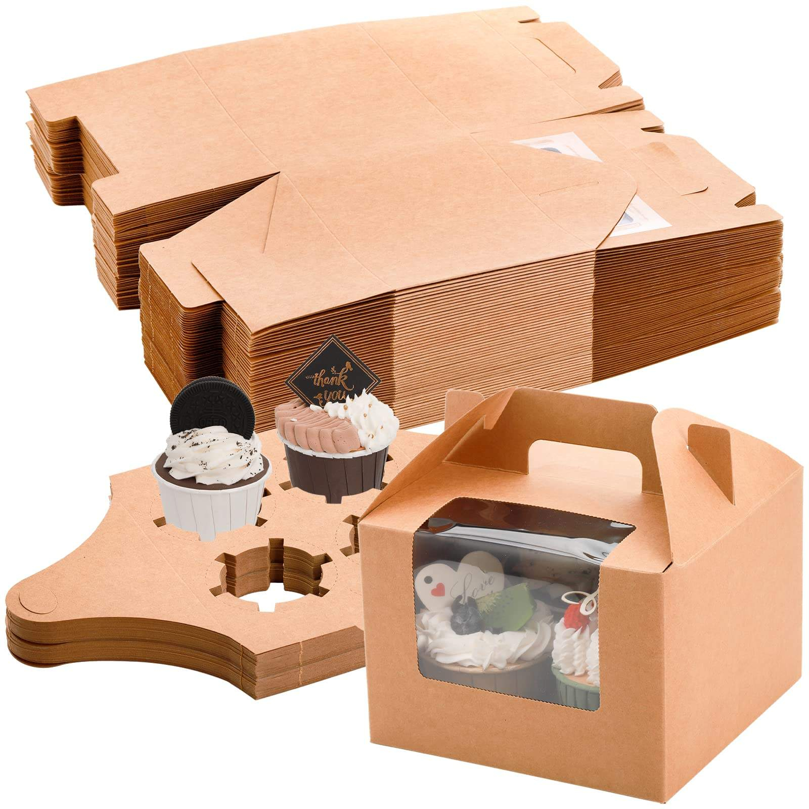 Eco-friendly Brown Kraft Paper Gift Box for Bakery Items Glossy Laminated Cardboard Packaging with Custom Logo for Food Items