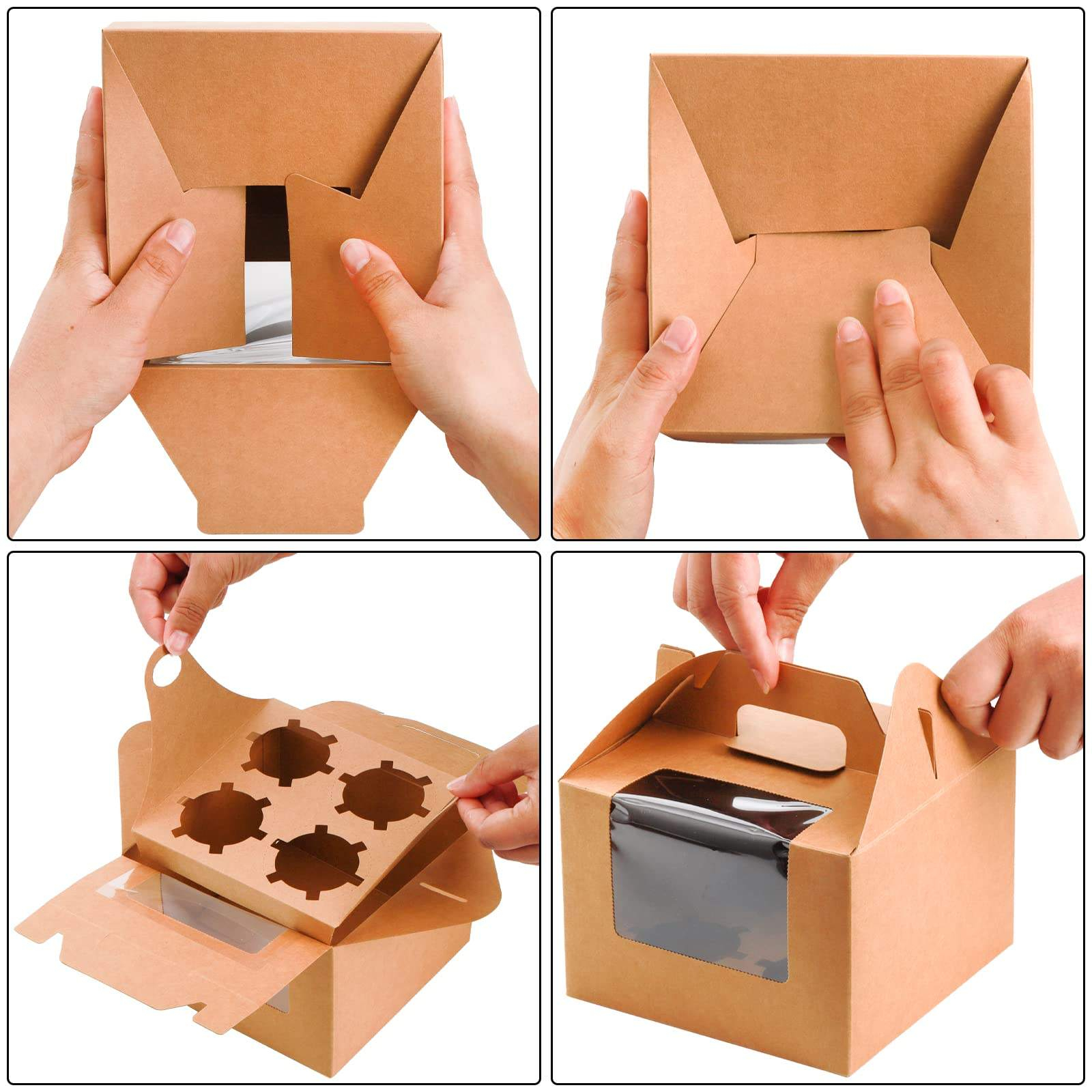 Eco-friendly Brown Kraft Paper Gift Box for Bakery Items Glossy Laminated Cardboard Packaging with Custom Logo for Food Items