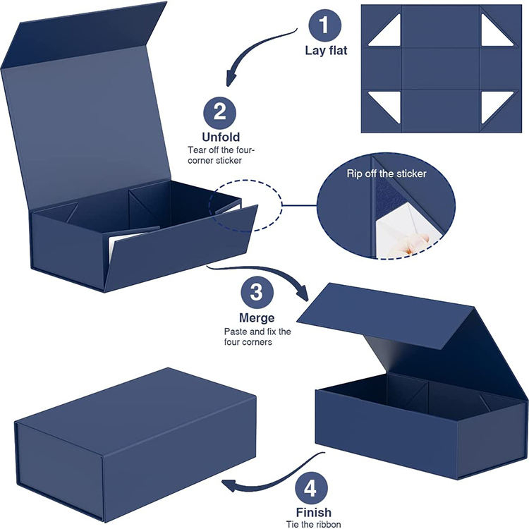Multi Color Custom Printed Logo Recyclable Paperboard Folding Magnet Gift Box with Magnet Closure Matt Lamination