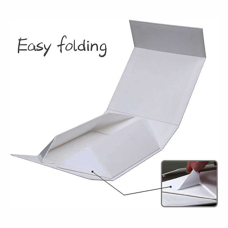 Custom White Magnetic Gift Box with Ribbon Flat Pack Folding Paper Packaging Embossed Printing Logo on Magnetic Gift Boxes