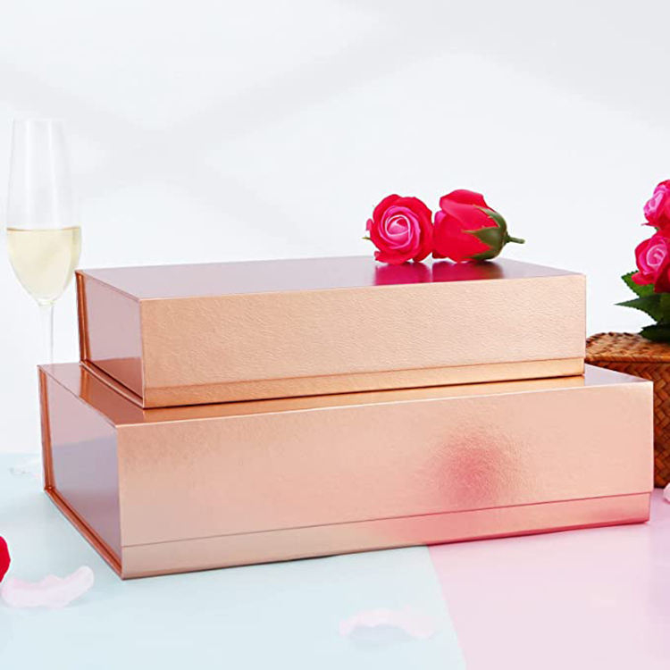 Pink Flat Pack Folding Paperboard Gift Box with Magnetic Closure Custom Embossing Matt Lamination for Watch Packaging