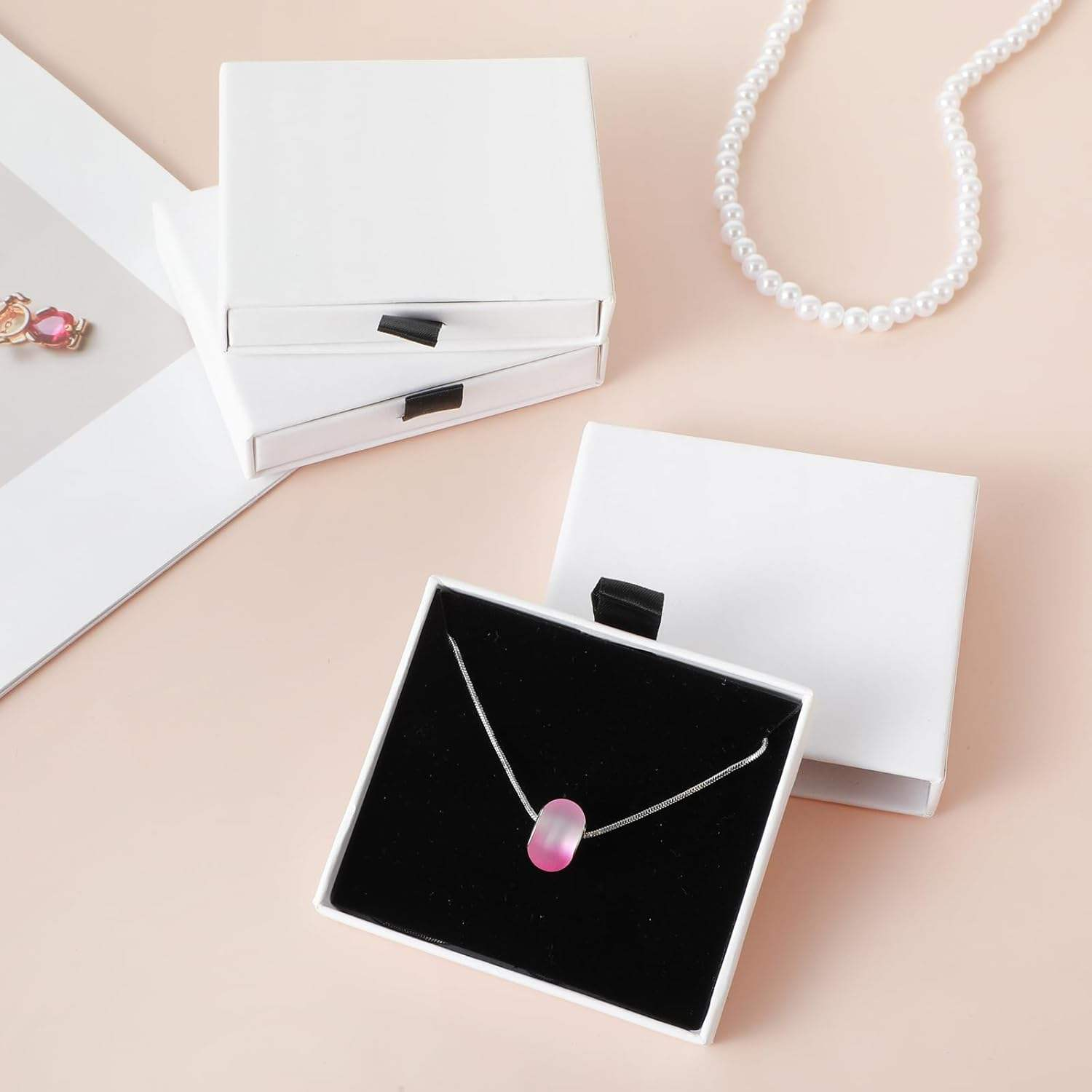 Small Wedding Ring Cardboard Gift Box Custom Logo Recyclable Paper Jewelry Packaging Embossing Sliding Drawer