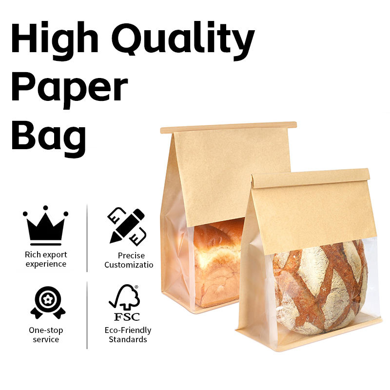 Personalize Resealable Food Grade Flat Bottom Shopping Printed Kraft Paper Bag