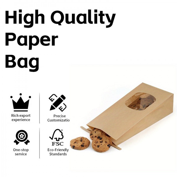 Hot Selling Flat Bottom Recyclable Kraft Paper Bag Without Handles for Grocery Store Promotions