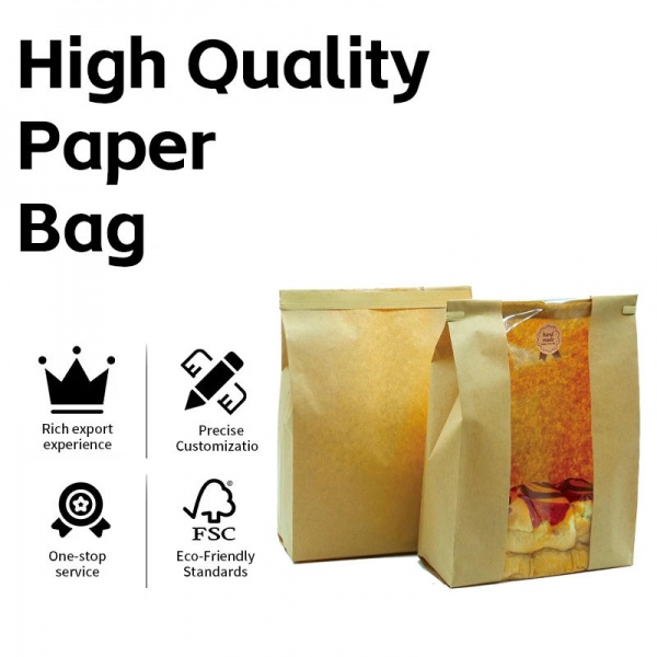 Toast Bread Packaging Wire Rolled Edge Sealed Kraft Paper Transparent Bag