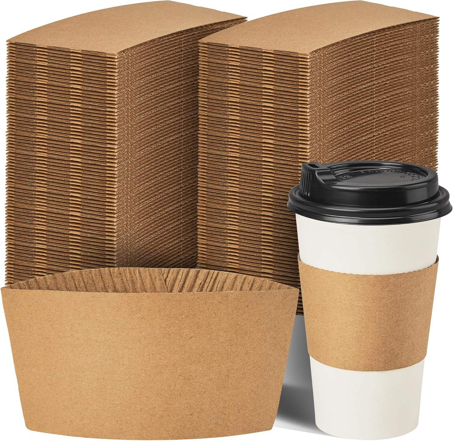 Single Wall Paper Coffee Cup Sleeves for 12oz-24oz Disposable Hot Cups for Grocery & Promotion