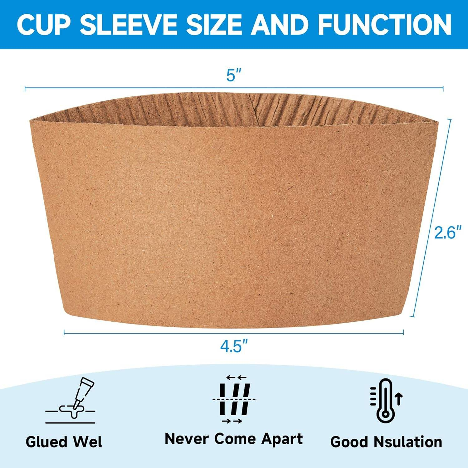 Single Wall Paper Coffee Cup Sleeves for 12oz-24oz Disposable Hot Cups for Grocery & Promotion