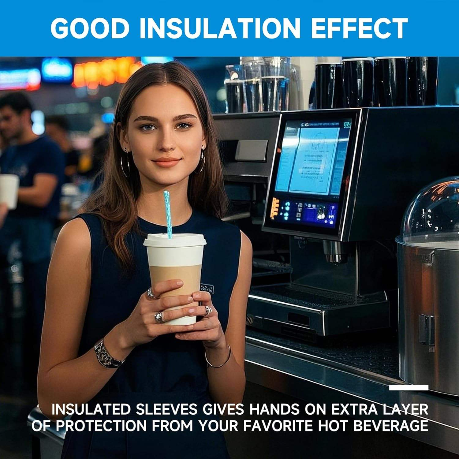 Single Wall Paper Coffee Cup Sleeves for 12oz-24oz Disposable Hot Cups for Grocery & Promotion