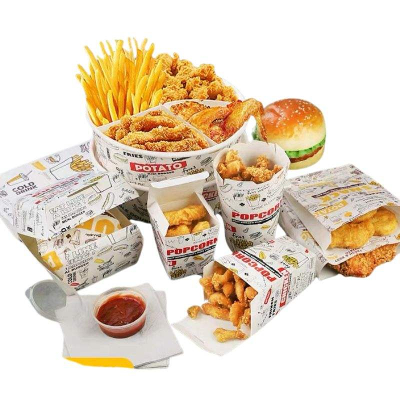 Disposable Kraft Paper Food Box French Fries Burger Packaging for Restaurants Takeout Fried Chicken Sushi Food Grade