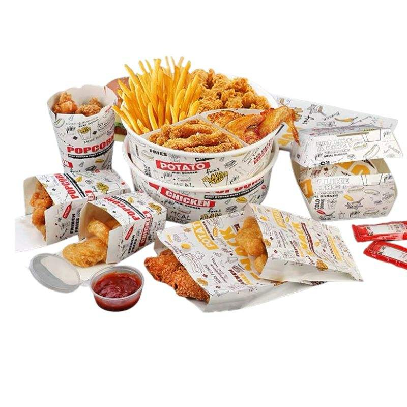 Disposable Kraft Paper Food Box French Fries Burger Packaging for Restaurants Takeout Fried Chicken Sushi Food Grade