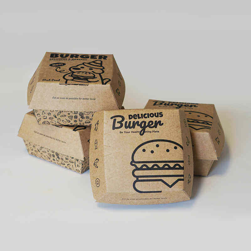Customizable Chicken Burger Food Box Quality Logo Recycled Materials Rigid UV-Printed Embossing Matt Lamination Food Packaging