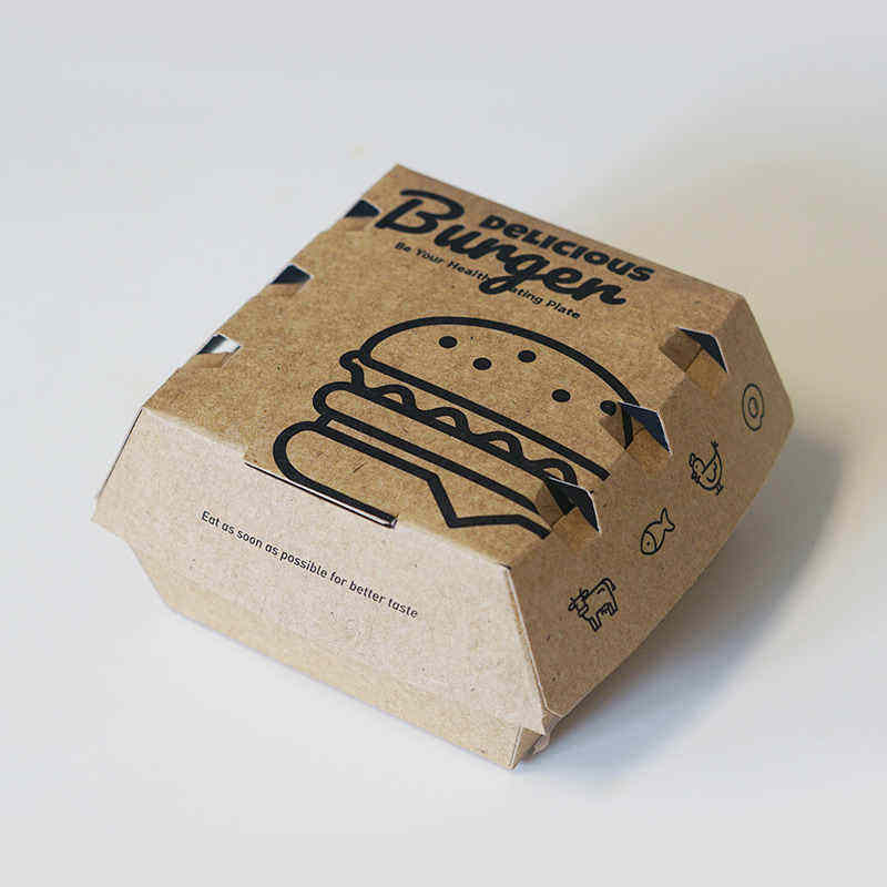 Customizable Chicken Burger Food Box Quality Logo Recycled Materials Rigid UV-Printed Embossing Matt Lamination Food Packaging