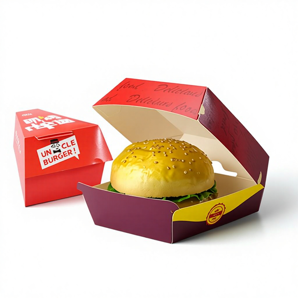 Heavy Duty Kraft Corrugated Square Box Hamburger PE Coated Lining Greaseproof Eco Friendly Stackable Pre Folded Design Fast Food