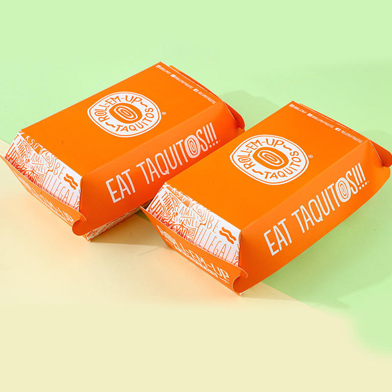 Eco-Friendly Food Grade Hamburger Snack Box Rectangular Craft Paper Matte Finish Four-Color Printing Customizable Fried Chicken