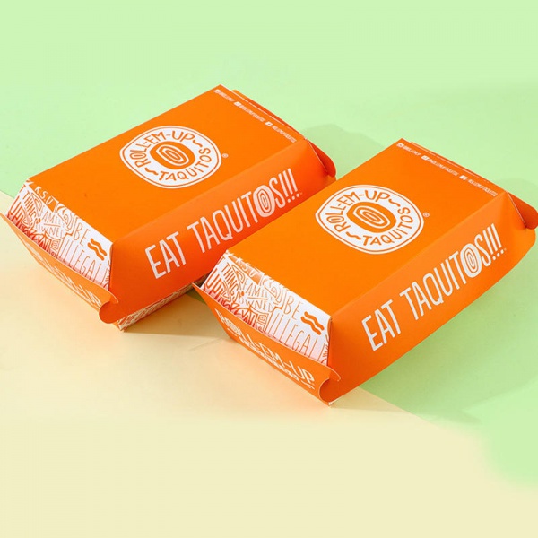 Eco-Friendly Food Grade Hamburger Snack Box Rectangular Craft Paper Matte Finish Four-Color Printing Customizable Fried Chicken