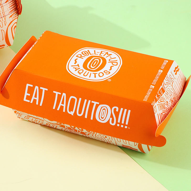 Eco-Friendly Food Grade Hamburger Snack Box Rectangular Craft Paper Matte Finish Four-Color Printing Customizable Fried Chicken
