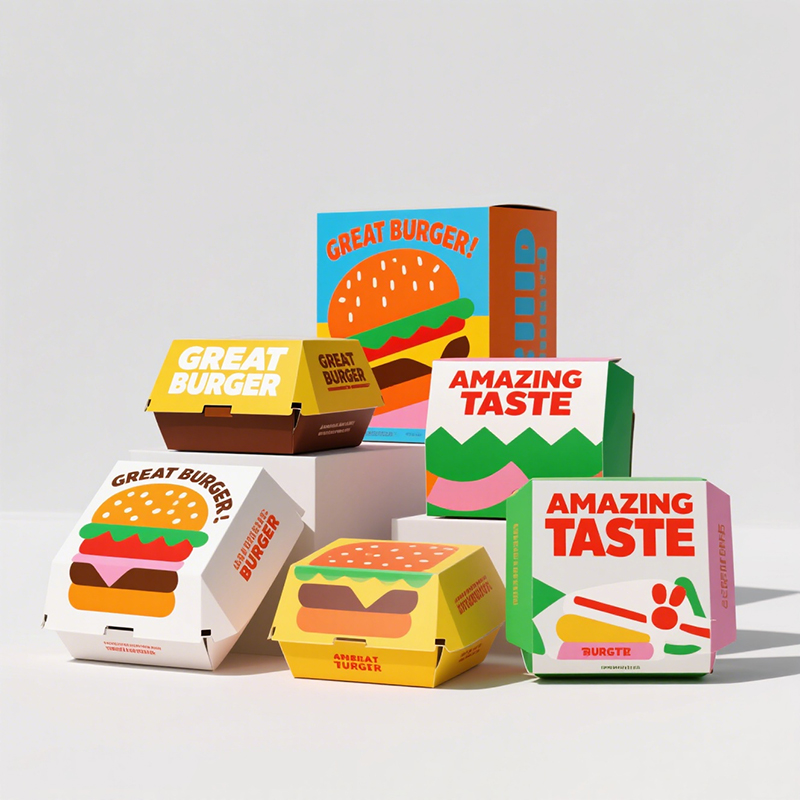 Custom LOGO Disposable Cardboard Paper Food Packaging Fried Chicken French Fries Burger Box Oil-proof Burger Take Out