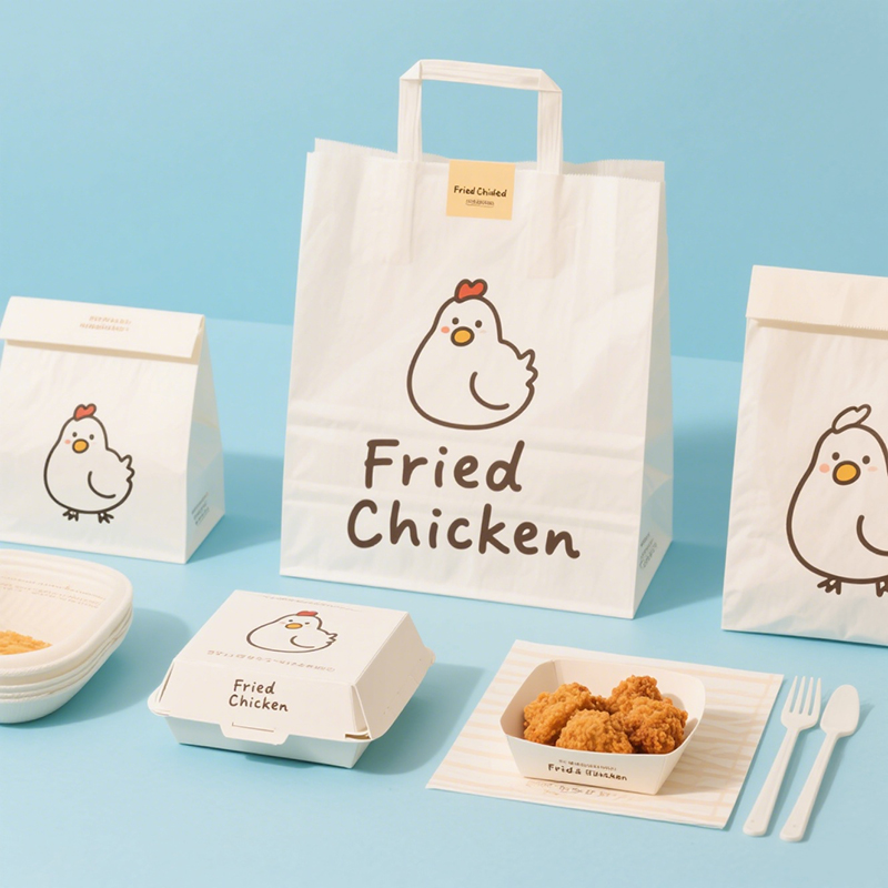 Custom LOGO Disposable Cardboard Paper Food Packaging Fried Chicken French Fries Burger Box Oil-proof Burger Take Out