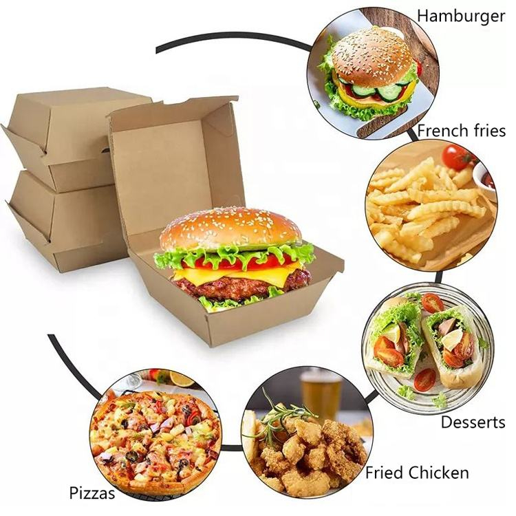 Corrugated Cardboard Custom Hamburger Box Hot Dog Hamburger Burger Lunch Box