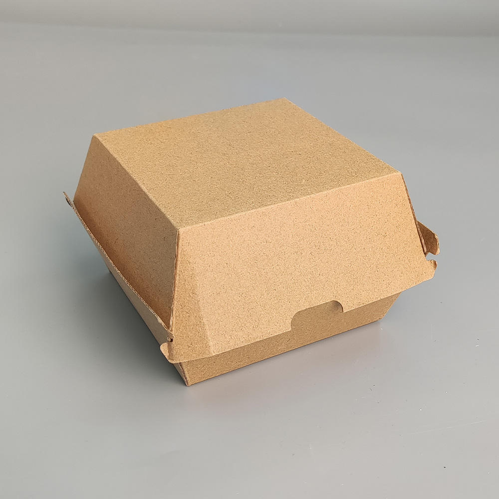 Custom Printed with logo Takeaway Hamburger Lunch Fries Food Packaging Kraft Paper Clamshell Burger Boxes