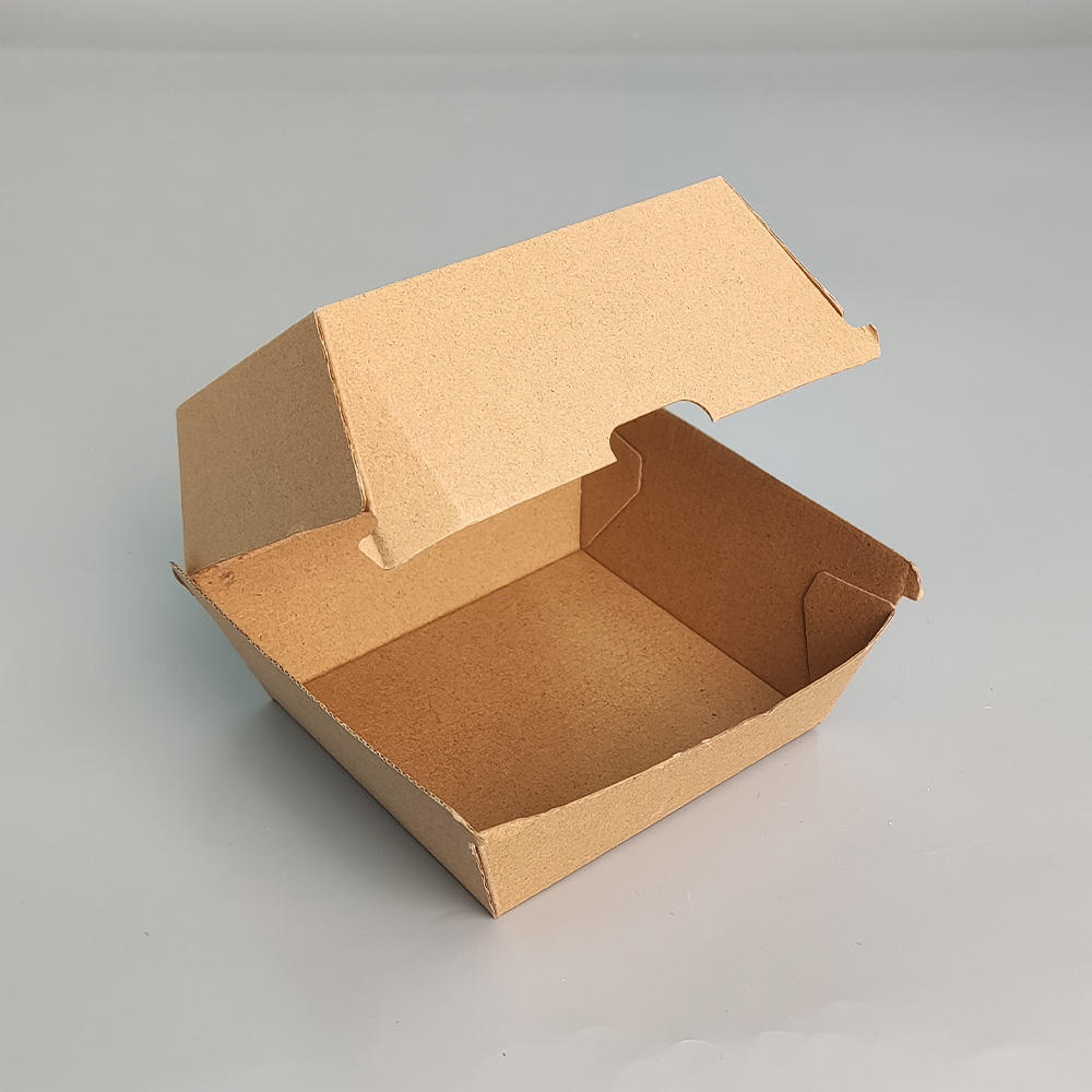 Custom Printed with logo Takeaway Hamburger Lunch Fries Food Packaging Kraft Paper Clamshell Burger Boxes