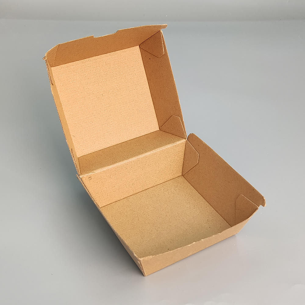 Custom Printed with logo Takeaway Hamburger Lunch Fries Food Packaging Kraft Paper Clamshell Burger Boxes