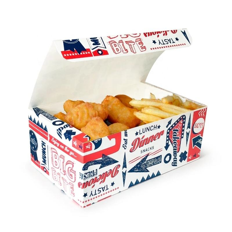 Cardboard Paper Food Packaging Fried Chicken French Fries Burger Box Oil-proof Hamburger Box