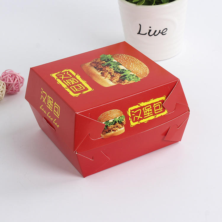 Disposable Kraft Paper Hamburger Box Food Grade and Recyclable Green Cardboard Packaging Magnet Shape