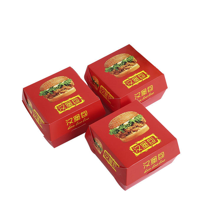 Disposable Kraft Paper Hamburger Box Food Grade and Recyclable Green Cardboard Packaging Magnet Shape